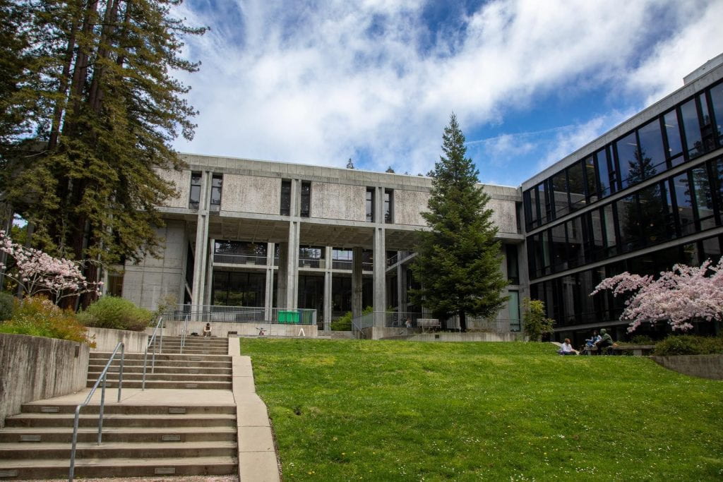 The UCSC library and lawn.
